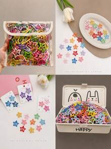 Colorful Metal Star Snap Hair Clips, 50pcs/100pcs Non-Slip Street Style Hair Accessories, Suitable For Women And Girls, Daily Wear And Party Occasions - Multicolor - View 7