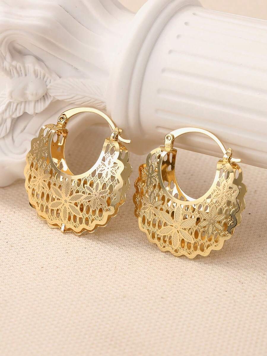1 Pair Charming Hoop Earrings, Women's Wedding Anniversary Accessory Gift - 3# - View 1
