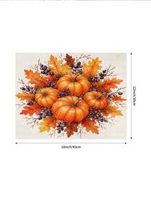 Thanksgiving Home Decor Table Runner, Throw Pillow, Placemat, Autumn Tablecloth, Orange Pumpkin Maple Leaf Berry Pattern, Rustic Country Harvest Tablecloth, Kitchen Dining Table Decor, Indoor Outdoor Home Decoration - Multicolor - View 6