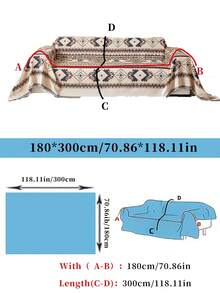 1pc Bohemian Style Sofa Throw Blanket, All Season, Pet Friendly, Dustproof Sofa Cover, With Tassels, Suitable For Living Room And Kitchen, Machine Washable, Sofa Blanket - Grey - View 13