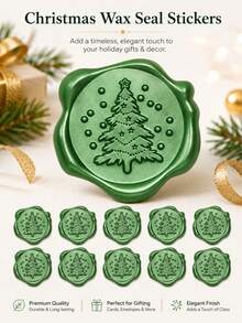 20/30/60pcs Christmas Wax Seal Stickers, Invitation Envelope Seal Stickers, Self-Adhesive Wax Seal Stickers, Suitable For Christmas, Party, Envelope, Gift Packaging - Christmas Tree (Green) - View 4