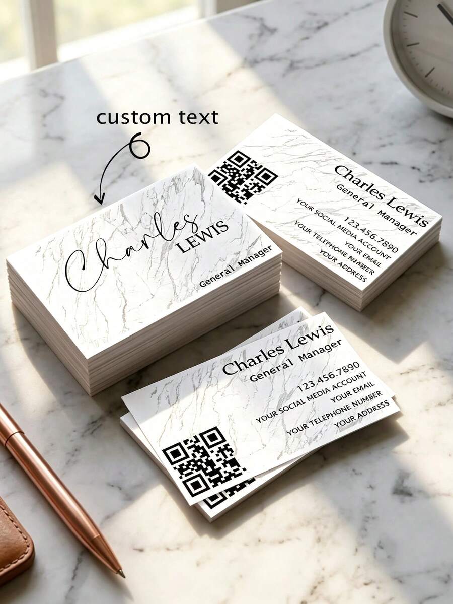 500/1000pcs Customizable Double-Sided Printed Business Cards, Personalized With Custom Text And Logo, Premium Glossy Laminated Cards, Custom Greeting Cards, Thank You Cards, Invitations, Suitable For Freelancers, Beauty Shops, Brand Promotion, Beauty Salons, Brand Managers, Small And Large Businesses, Supports Adding QR Codes - Customized Business Cards - View 1