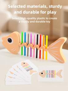 Fish Bone Color Matching Educational Peg Toy, Toddler Color Recognition Logic Sorting Desktop Game, Double-Sided Multi-Difficulty Task Cards, Educational Early Learning Teaching Aid, Develop Fine Motor Grasping Skills, Improve Observation And Concentration, Parent-Child Interactive Fun Challenge, Durable Drop-Resistant Plastic, Children's Educational Play Gift - Multicolor - View 11