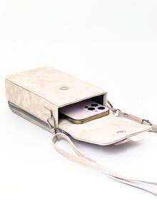 New Crossbody Phone Wallet, Multi-Functional Large Capacity Double Zipper Phone Wallet, Fashionable Minimalist Delicate Soft Design, Suitable For Casual Vacation And Dating - Apricot - View 6