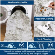 Wanfeeso Scalloped Edge Abstract Area Rug, Distressed Vintage Washable Carpet, Modern Boho Non-Slip Soft Floor Mat For Living Room Bedroom Home Decor - Rice Brown - View 4