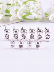 10pcs/Pack Fashion Coffee Cup Metal Charms Pendant For DIY Earring Necklace Jewelry Design Making - White - View 2