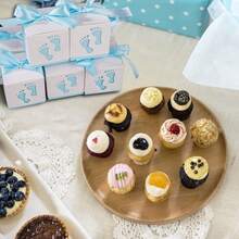 5pcs 2.36*2.36*2.36 Inch Hollow Ribbon Decor Paper Candy Boxes, Baby Birthday Boxes, European Cute Style Pink Blue Multicolor Square Gift Boxes, Stroller Footprint Carved Design, Suitable For Birthday Party Baby Shower, Can Store Candy Cookies Macarons Chocolate Packaging Boxes - Multicolor - View 4