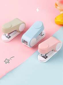 1 Set (1 Stapler + 400 Staples) Stapler Mini, Stapler Genggam Portabel Kecil untuk Pelajar, Kit Stapler Meja Hemat Tenaga dengan Staples, Alat Pengikat Dokumen untuk Kantor, Rumah, dan Sekolah - Beraneka warna - View 4