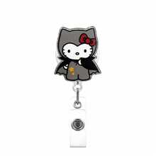 Cute Halloween Gift Sanrio Cat Retractable Badge Reel, Shiny 360° Rotating Pendant With Keychain, Suitable For Halloween Trick Or Treating - Multicolor - View 4