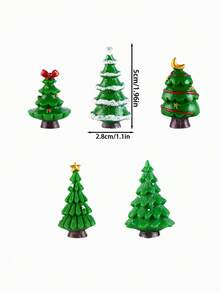 5pcs Mini Christmas Tree Resin Figurines, Miniature Christmas Tree Decorations, Christmas Snow Scene Decoration, Suitable For Winter Holidays, Landscape Decoration, DIY Ornament, Xmas Tree Craft, Garden Decor - Christmas Tree - View 8
