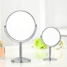 1PC Silver Double-Sided Desktop Makeup Mirror, High Definition Magnifying Beauty Mirror, Metal Silver 360° Rotating Vanity Mirror, High Definition Magnifying Makeup Mirror - Silver - View 6
