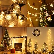 1pc 1.5/3/6m Warm White Christmas String Lights, LED Snowflake Battery Powered, Suitable For Living Room And Other Indoor Home Decor, Christmas, Thanksgiving, New Year Party, Winter And Gatherings (Battery Not Included) - Snowflake - View 5
