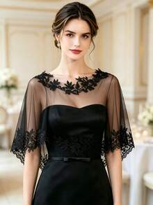 Bridal Lace Mesh Bolero Shrug, Thin Arm Cover Outer Layer, Evening Dress Decorative Shawl - Multicolor - View 9