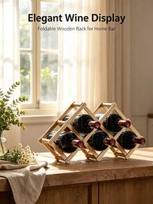 1PC Solid Wood Folding Wine Rack Decor, Small Home Wine Holder, Modern Minimalist Desktop Wine Display Stand, Expandable Rhombus Wine Grid Storage Rack, Living Room Bar Counter Wine Cabinet Organizer, Creative Wine Bottle Display Rack, Multiple Sizes Available, Space-Saving Simple Wine Storage Rack, Home Dining Table Wine Table Decoration Display Stand - View 5