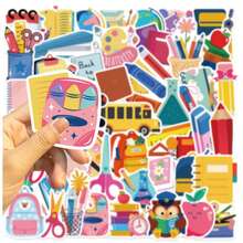 somoving 50pcs Cartoon Back To School Graffiti Stickers DIY Waterproof Decoration For Guitar Notebook Luggage - Multicolor - View 2