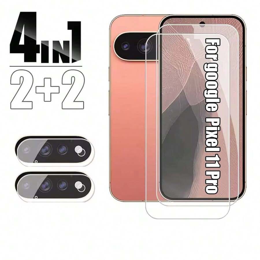 4pcs Set Compatible With Google Pixel 10 A/Pixel 10pro Fold/Pixel 10/Pixel 10pro/Pixel 11 XL/Pixel 11 Pro/Pixel 11 Pro XL Phone Safety, 2 Screen Tempered Glass Protectors + 2 Camera Lens Tempered Glass Protectors, Bubble-Free Device Protection, Fashion Design, Perfect Fit, Durable Glass, High-Quality Protective Film, Phone Screen Protector, Tempered Glass Protector, With Unlock Function. - Clear - View 1