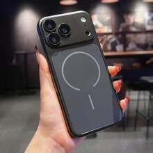 Original Metal Color Magnetic Charging Phone Case Compatible With IPhone 18 Pro Max 17 16 15 14 13 Large Window Electroplated Shockproof PC Protective Shell - Black - View 9