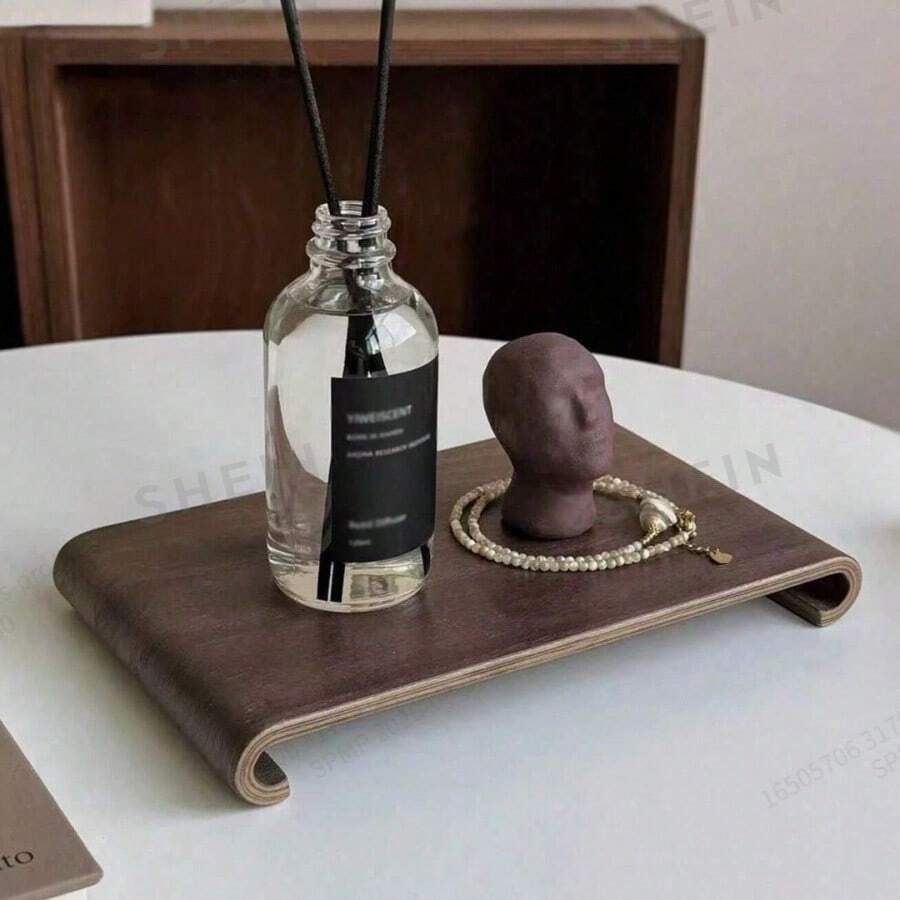 1PC Walnut Wood Decorative Tray, Fragrance & Aromatherapy Display Plate, Desktop Storage Organizer, Watch Display Stand, Minimalist Vintage Desktop Tea Tray, Dry Tea Tray, Home Tea Tray, Hotel Tray Display Rack, Rectangular Jewelry Storage Tray, Tray, Selected Wooden Design - Multicolor - View 1