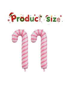 10pcs 32-Inch Pink Candy Cane Balloons Set, Suitable For Christmas, New Year, Anniversary, Birthday And Reunion Party Decoration, Christmas Theme Decoration Balloons - Pink Cane - View 8