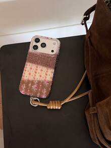 Maillard Patchwork Floral Phone Case Compatible With Iphone 17 Pro Max, 16 Pro, 15, 14, 13, Women's Full Coverage Anti-Drop Protective Cover With Lanyard - Brown - View 6