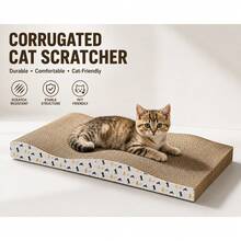 Wave-Shaped Cat Scratcher Bed, 2-In-1 Corrugated Cardboard Cat Resting Area With Curved Design, Comfortable Resting Pad And Scratcher, Suitable For Indoor Cats, Durable Cat Furniture Accessory, For Home Living Room - one-size - View 10