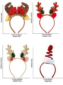 1pc Christmas Party Headband, Anti-Slip Decorative Hairband, Bathroom Accessory, Hair Accessory, Deer Shape, Suitable For Christmas Party, Family Photo - Multicolor - View 6