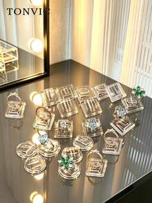 TONVIC Plastic Square Round Mini Ring Buckle Ring Display Props 10PCS/20PCS/50PCS/100PCS - Clear - View 2