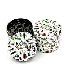 Premium Zinc Alloy Grinder - 50mm UV Printed Vintage Artistic Insect Encyclopedia Pattern, Efficient Spice Grinder, Vanilla Crusher, Suitable For Daily Use, Exquisite Gift For Men And Women, Christmas Gift Choice, Best Gift Option - View 1