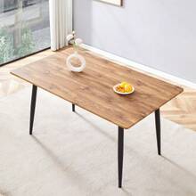 Rectangular Dining Table 190.5cm/150cm, Wood Look, Metal Legs, Kitchen Table For 6–8 People, Modern Industrial - Natural Color - View 4
