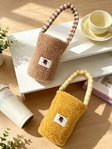 4PCSins Fluffy Water Bottle Bag Insulated Cup Outdoor Storage Bag Soft Anti-Drop Anti-Scald Milk Tea Handbag - Multicolor - View 4