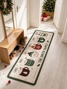 1pc Christmas Cup Hallway Runner Rug, Corridor Long Carpet, Rug, Long Carpet, Area Small Rug, Mat, Home Decor, Area Rug, Living Room Area Rug, Living Room Home Decor, Room Decor, Washable Carpet - Multicolor - View 2