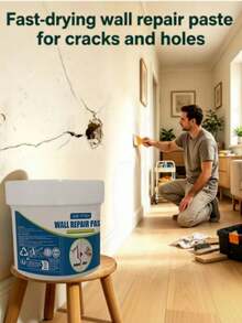 1 Set [Includes Scraper] Quick Wall Repair Paste, Home Wall Repair For Fine Cracks And Holes, Easy Operation With Strong Adhesion] Wall Repair Paste Putty Repair Kit With Scraper, Fast And Convenient Wall Repair Solution For Filling Home Walls, Gypsum Dents Repair And Wood Scratch Repair - A - View 6
