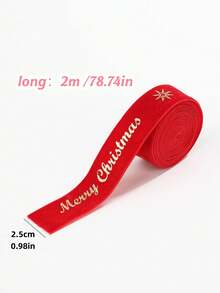 1pc Christmas Velvet Ribbon, Gold Foil Star & Merry Christmas Printed Decorative Ribbon, 2m Roll, 2.5cm/4cm Width, For Gift Wrapping, Christmas Tree, Wreath, Bow Making, Holiday Party Decor - Velvet - View 14