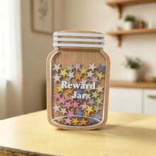 Wooden Reward Jar, 36pcs Stars And Flowers, Hollow Positive Reinforcement Behavior Chart Base Management Tool Decorative Reward System, Suitable For Teachers School Classroom Supplies, School Supplies, Back To School, Home Decor, Party Decor - 1PC - View 6