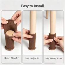 1/2/4pcs Knitted Furniture Leg Socks, Elastic Chair Leg Floor Protector Caps, Anti-Scratch Quiet, Suitable For Solid Wood Floors, Home Indoor Decoration - Multicolor - View 3