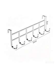Over-The-Door Hook Storage Rack With Adhesive Hooks, Bathroom Door Hook, Silent Over-The-Door Clothes Hook Rack, Metal Material, Multiple Hooks, Space-Saving And Easy To Install, Suitable For Bedroom, Laundry Room - Multicolor - View 9