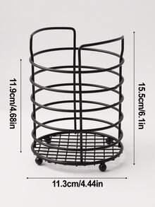 1pc Black Iron Draining Storage Rack, 6 Styles Available (Round/Square/Diamond), Kitchen Chopstick Holder Makeup Brush Bucket, Household Drill-Free Multi-Function Desktop Organizer Basket, Kitchen Utensils / Makeup Tools Universal Draining Storage Cylinder, Square Storage Box With Non-Slip Feet - View 16