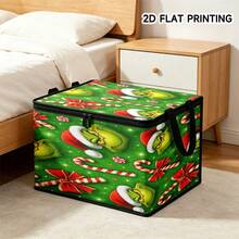The Grinch Green Furry Monster Christmas Foldable Storage Box With Lid, Dust-Proof Clothes Organizer, Large Capacity Clothes & Toys Storage Bin, Home Storage Box, Car Storage Box, Multi-Functional Storage Box, Christmas Gift For Family And Friends, Halloween Costume Prop - Multi-color - View 3