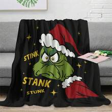 The Grinch بطانية قيلولة ناعمة ومريحة 1 قطعة بطبعة كاملة من الفلانيل الحديثة - شجرة عيد الميلاد - بطانية قيلولة من البوليستر - عملية طباعة رقمية، مناسبة للأريكة والسرير والسفر وديكور المنزل والمكتب - متعدد الألوان - مشاهدة 5