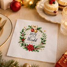 Custom Christmas Cocktail Napkins, Festive Wreath Holiday Table Decor, Personalized Name & Text Party Napkins, Customized Christmas Dinner Supplies, Customizable Text Xmas Table Accent, Holiday Gift For Family & Friends, Family Christmas Gift 2026 - Style C - View 4