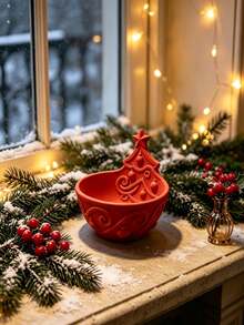 Christmas Tree Embossed Resin Decorative Bowl, Holiday Candy Ornament Key Storage Tray, Festive Tabletop Decor, Suitable For Vanity, Entryway, Dining Table Home Decoration, Fit For Adults - Multicolor - View 9