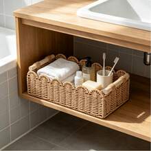 1pc Multi-Functional Storage Basket, Suitable For Everyday Home Organization. Can Be Used In Kitchens, Bathrooms, Bedrooms, Living Rooms, And Dormitories. Perfect For Countertops, Shelves, Dressing Tables, And Both Stylish And Rustic Decor. - Multicolor - View 6