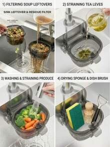 Hanging Sink Drain Basket 1pc, Portable Anti‑Clog Food Residue Filter Strainer For Kitchen Fruit Vegetable Waste Separation - Sink-mounted Drain Basket - View 9