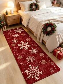 1pc Snowflake Pattern Christmas Runner Rug, Hallway Carpet, Suitable For Hallway, Porch, Kitchen, Laundry Room, Bedroom Bedside, Farmhouse, Living Room, Patio, Shoe Entry, Balcony, Entrance, Leisure Area, Multi-Area Use, Christmas Gift Decoration, Home Decor Room Decoration, Hallway Runner Rug - Multicolor - View 5