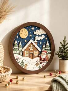 Wooden Santa Claus Ornament, DIY 3D Hollow Carved Decor, Christmas Gift - Multicolor - View 5