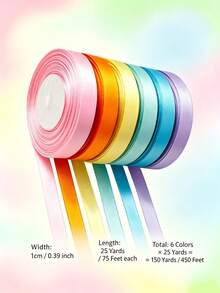 6 Colors X 25 Yards, Total 150 Yards Macaron Color 3/8 Inch Wide Premium Satin Ribbon, Gift Wrapping Ribbon Set, Suitable For Bouquets, Bows, Handmade Crafts, Birthday, Party, Wedding, Graduation Ceremony Decoration, Wedding Gift Wrapping, Bridal Shower Decoration, Bouquet DIY Crafts - 6 Rolls Assorted Ribbon - View 18