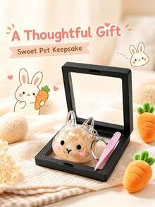 Pet Memorial Keepsake Keychain, Pet Hair Storage Keychain, Cute Rabbit Fur Storage Box, Pet Hair Keychain For Collecting Hair, Furever Gift For Pet Lovers, Pet Hair Memorial Box, Personalized Pet Memorial Accessory - Multicolor - View 8