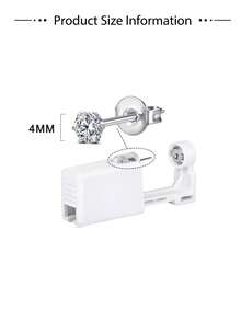 2/4/6/8pcs Hypoallergenic Self-Piercing Nose Stud Set, Disposable Nose Piercing Gun With Piercing Tool, Suitable For Cartilage, Tragus, Helix Piercing, Piercing Gun With Piercing Jewelry (Silver With 4mm CZ Diamond) - Multicolor - View 10