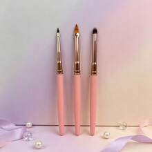 10Pcs Pink Empty Nail Brush Handles Gold Ferrule Replacement Nail Art Pen Tube For DIY Manicure Salon Tool Accessories - Pink - View 7