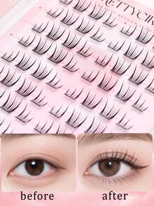 10-Row Glue-Free Segmented Clustered Upper Eyelashes, Suitable For Beginners, Lightweight And Natural Design, Soft And Comfortable To Wear, Easy To Apply, Natural Eye Makeup - C - View 3